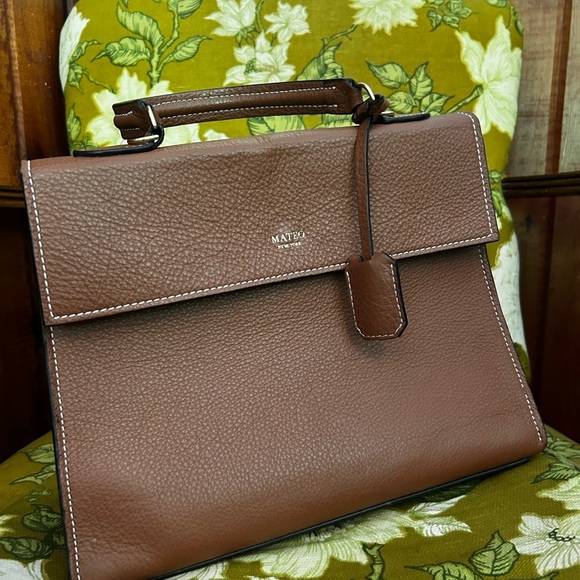 Mateo New York Elegant Brown and Pink Satchel - Picture 2 of 11